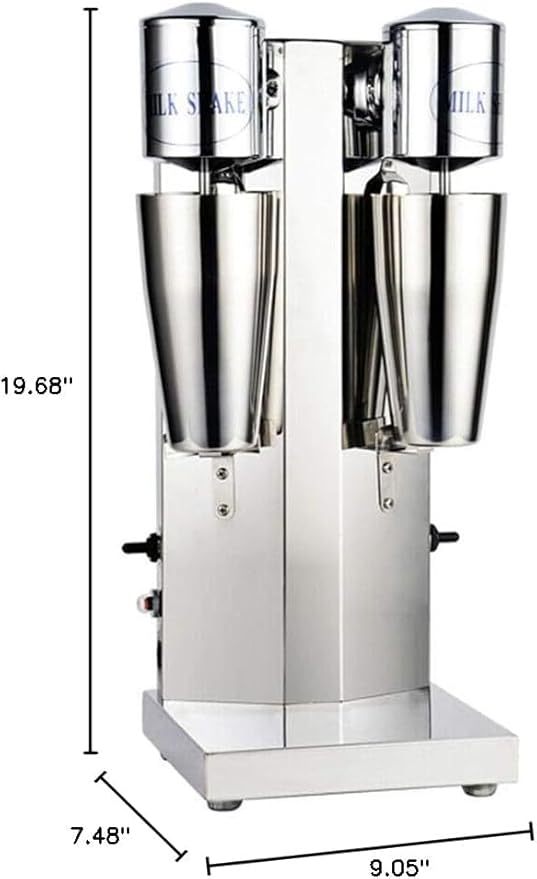 Electric Commercial Double Head Milkshake Maker Drink Mixer Blender Machine with Adjustable Speed Stainless Steel Milk Shake Machine with 2Cups for Home and Business