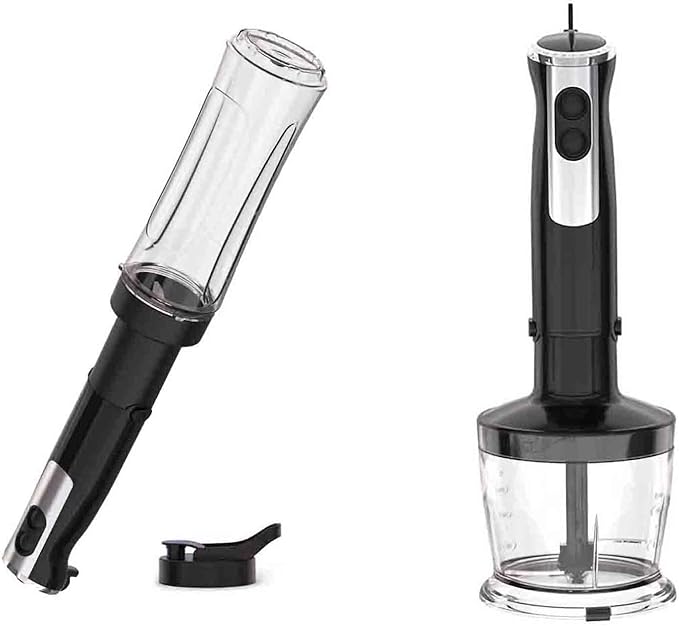 Immersion Hand Blender 600W Hand Mixer With Stainless Steel Blade Black Stick Blender Container Chopper for Baby Food Smoothies Soup