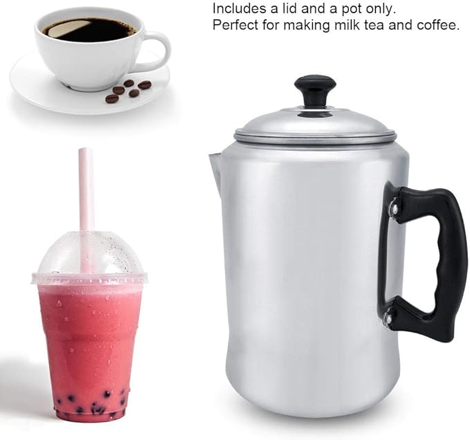 Haofy Aluminum Alloy Coffee Maker Pot Percolator Tea Kettle Stove Top with Lid Silicone Cool Grip