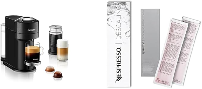 Nespresso Vertuo Next Premium Coffee and Espresso Maker by Breville with Aeroccino Milk Frother Black Descaling Kit