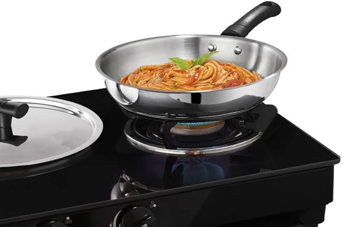 by Sylver Sandwich-Bottom Triply Stainless Steel 2 Pcs Cookware Set - Kadhai with Lid (22 cm 2 LTR) Fry Pan with Lid (22 cm 1.5 LTR) (Induction Friendly)