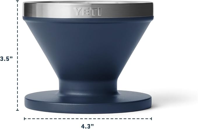 YETI Pour Over Coffee Maker Accessory Ramblers Designed for Perfect Coffee Extraction Anywhere Stainless Steel fits any V60 Filter Navy