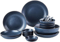 Kitchen Tableware SetCeramics Dinnerware Set Thread Pattern Chip Resistant Dinner Set/17 Pcs Porcelain Dish Set-Colorful Plates and Bowls Set for WeddingOran(