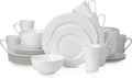 Stone lain Bone China Round Swirl Design 32 Piece Dinnerware Set White