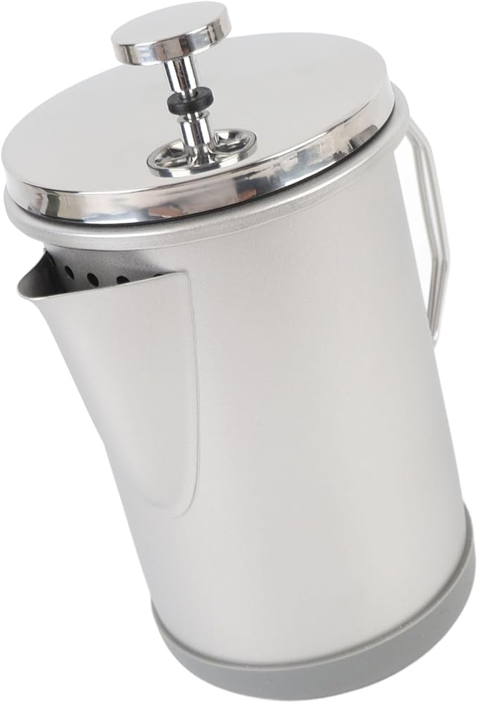 Stylish 304 Stainless Steel French Press Coffee Maker 1000ml Portable Hand Brewed Coffee Press Pot for Camping Simple Maintenance and Versatile Use (Silver)