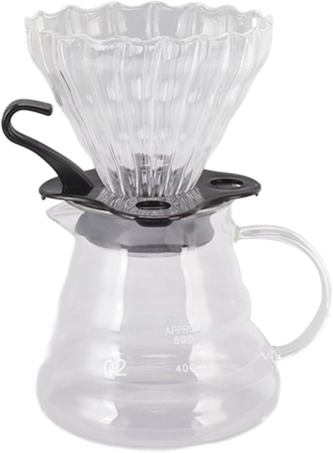 ZJchao Pour Over Coffee Maker Glass Dripper Brewer Pot 600ML 3 in 1 Set with Filter Cup and 100 Paper Filters for Home Office Use