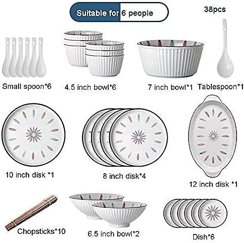 Dinnerware Sets Dish Set23-Piece Bowl and Tableware SetCeramic s for 6 PeopleLuxury Style Ceramic Dishware SetsIrregular Kitchen Plate Set (White 12pcs)