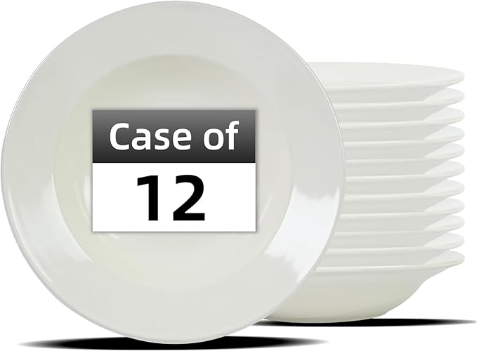 Stoneware Wide Rim Commercial Grade Dinnerware America White Pasta Bowl 26oz Case of 12