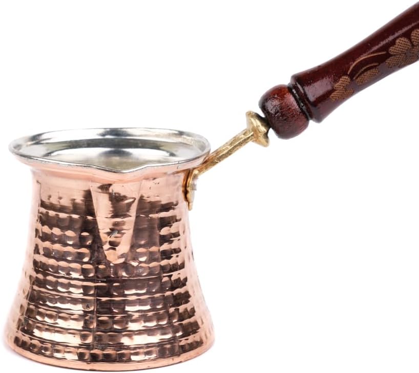 Copper Turkish Coffee Pot Cezve Ibrik Stovetop Coffee Maker Classic Design for 4 Cups Metallic Color One Piece - Copper One Size