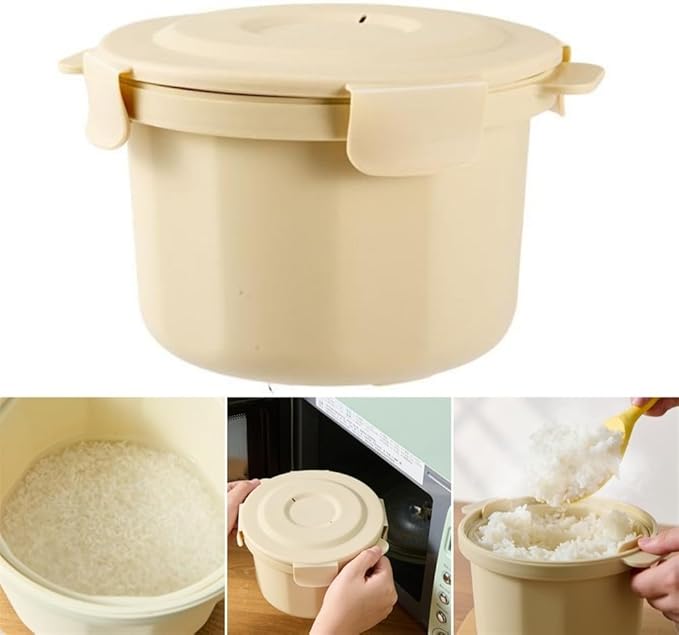 Microwave Rice Cooker And Steamer Pot With Steam Circulation For Even Cooking Of Rice Pasta And Vegetables Portable Design For Travel And Easy Maintenance