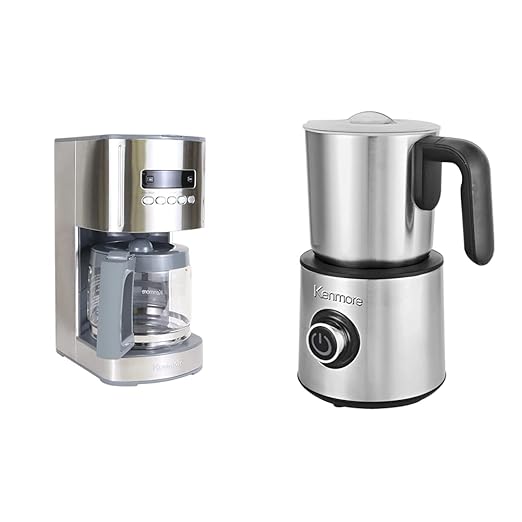 Koolatron Kenmore Coffee Maker 12 cup Stainless Steel + Kenmore Automatic Milk Frother &amp Steamer
