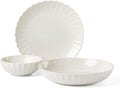 Lenox Dinnerware Set French Perle Scallop White 12-Piece Set Service For 4 Stoneware Dishwasher Safe Microwave Safe Plates and Bowls sets Dish Set Plate Set Home And Kitchen (White 12 Piece)