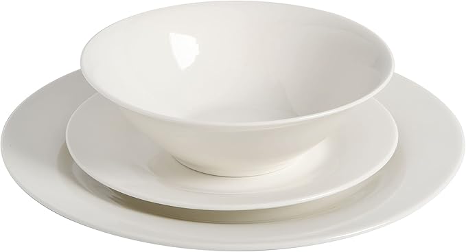Gibson Home Zen Buffet Round 12 Piece Porcelain Chip and Scratch Resistant Dinnerware Plates and Bowls Set Scratch &amp Chip Resistant