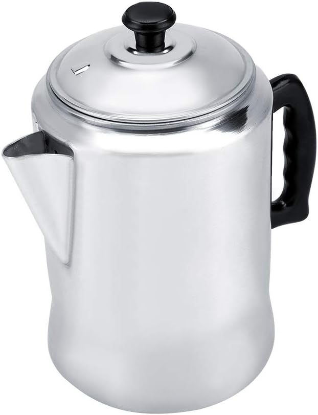 Coffee Maker PotCoffee Percolator Coffee PotAluminum Alloy Coffee Maker Pot Percolator Tea Kettle Stove Top with Lid Ideal for Home Camping Travel
