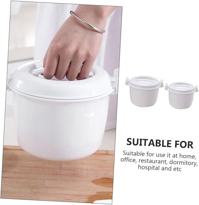 Zerodeko 2pcs Insulated Rice Cooker Microwave Rice Cooker Steamer Large Capacity Portable Home Office Supply