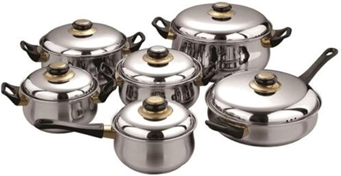 Cookware Set Soup Pot Milk Pot Stew Pot Kitchen Casseroles INOX Stainless Steel Cooking Pot 12pcs Pots and Pans Frying Pan