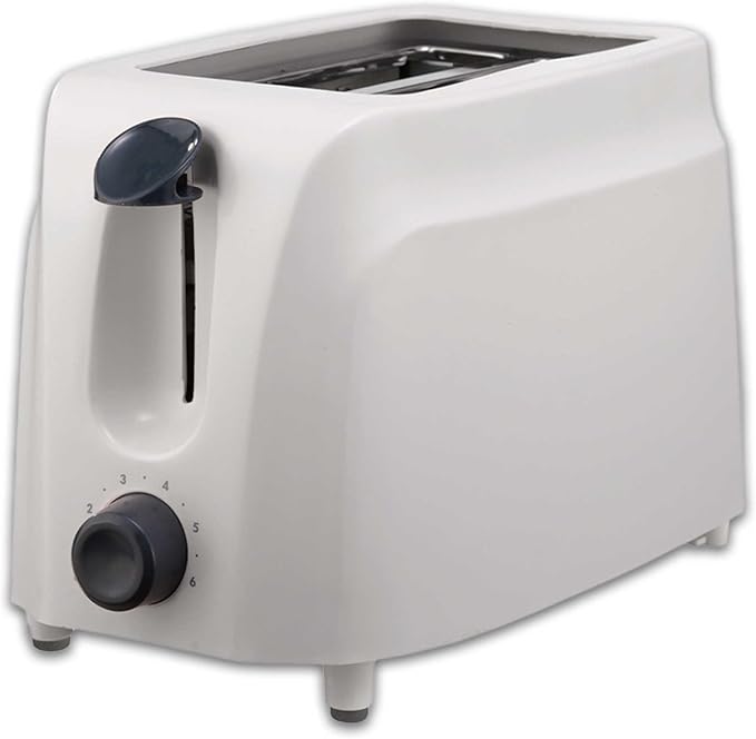 Cool Touch 2-Slice Toaster with 6 Browning Settings Auto-Centering Guides Crumb Tray &amp High Lift – White Compact Toaster for Bread Pastries and Waffles