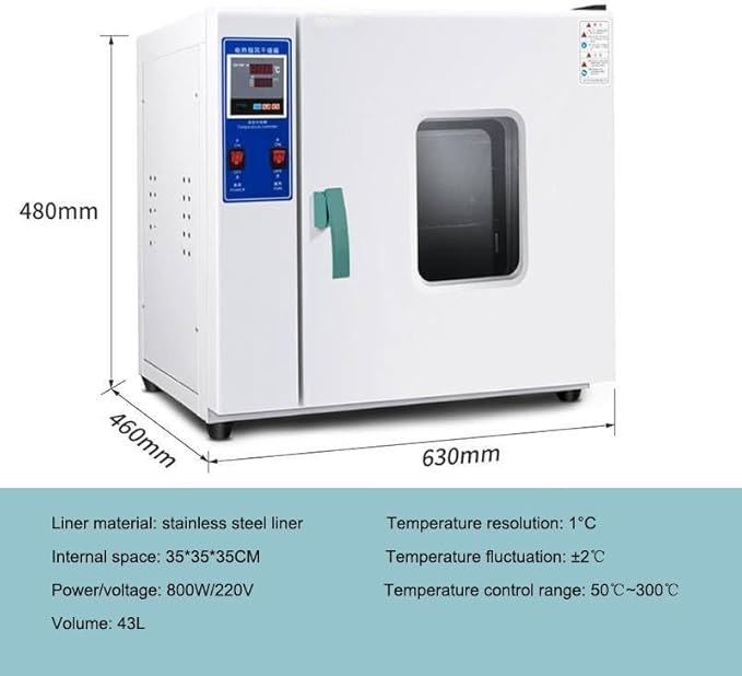 Digital Lab Blast Drying Oven - Forced Air Convection Constant Temperature Design for Test Drying Heat Treatment &amp Heating Applications(43L)