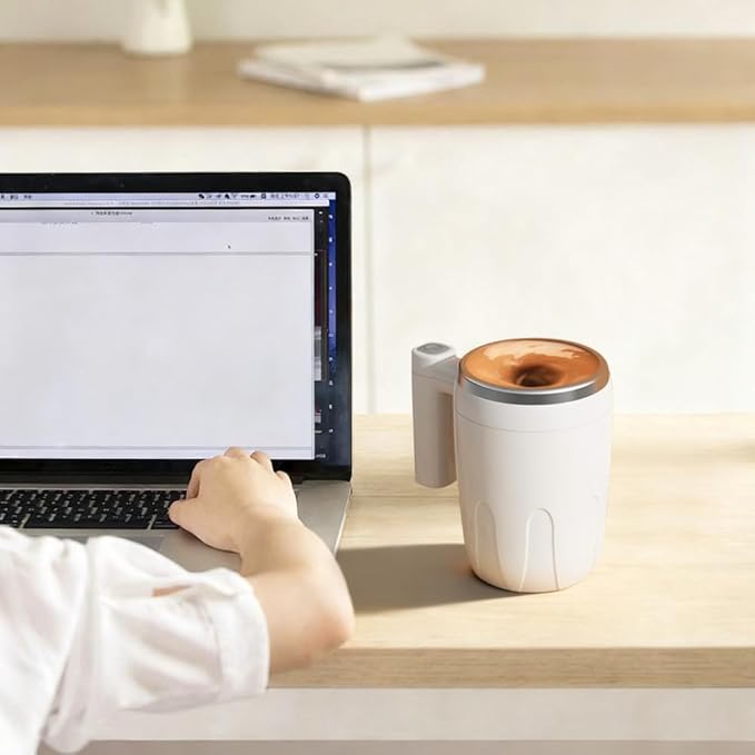 MiOYOOW Auto Stirring Coffee Mug 380ML Stainless Steel Self Stirring Cup with USB Charging for Office Home Travel
