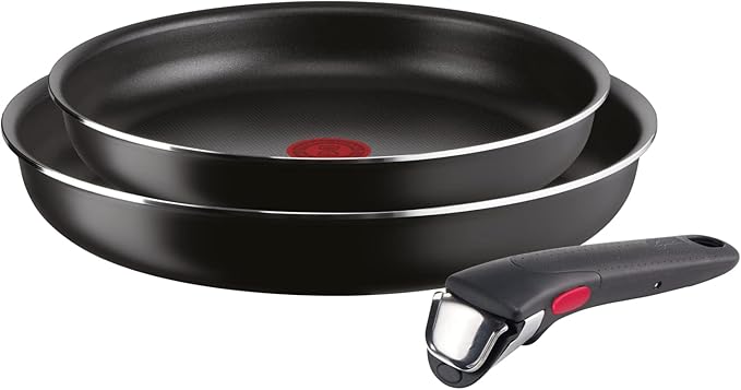 Lagostina Ingenio Essential Plus Non-Stick Aluminium Cookware and Pan Set for Gas and Oven 3 Pieces Frying Pans Ø 24 and 28 cm and Removable Handle