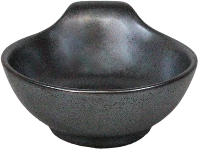 Ebros Gift Iron Black Clay Underglaze Technique Tetsu Kesho Porcelain Dinnerware Kitchen Set Asian Japanese Restaurant Supply (Set of 5 Soup Appetizer Dessert Sauce Shallow Bowls With Handle)