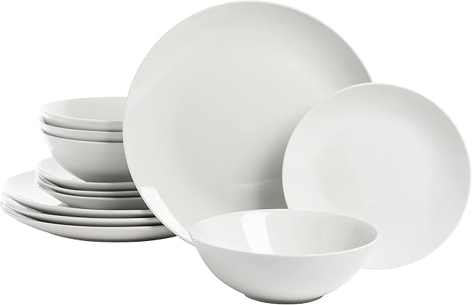 10 Strawberry Street Simply Coupe Dinnerware Set White Service for 4 ( 12 Piece)