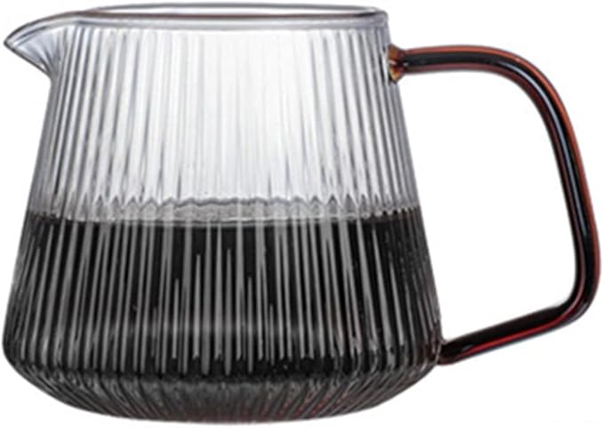 Coffee Carafe Vertical Striped Coffee Maker Glass Coffee Maker V Spout Coffee Tea Maker Utility Coffee Appliance Reusable convenient(350ml)
