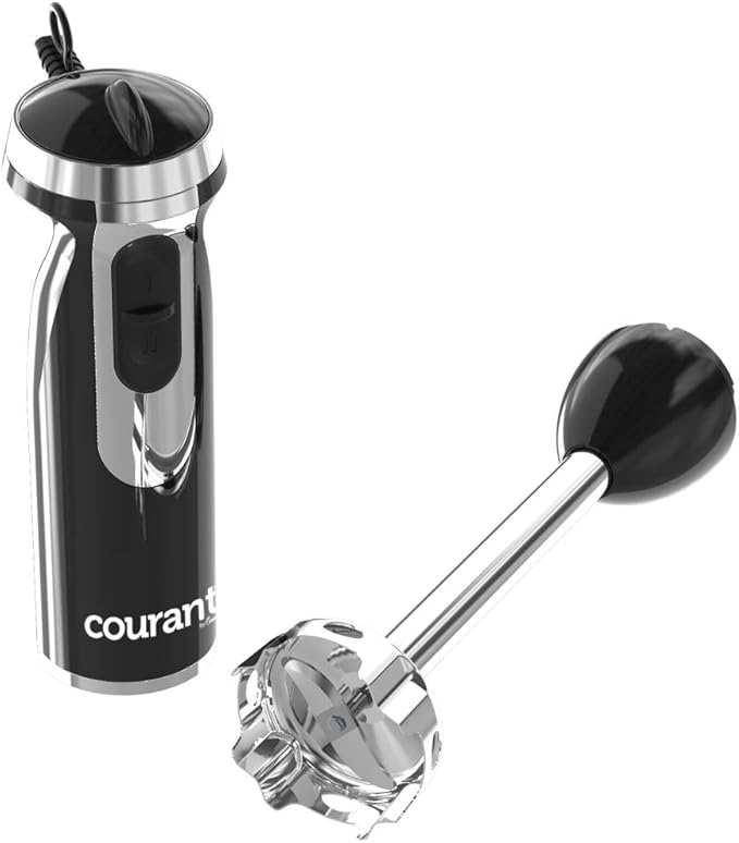 Courant Immersion Hand Blender with Variable Speed Stainless Steel Blades for Smoothies Purees and Soups Easy-Grip Control (Black)