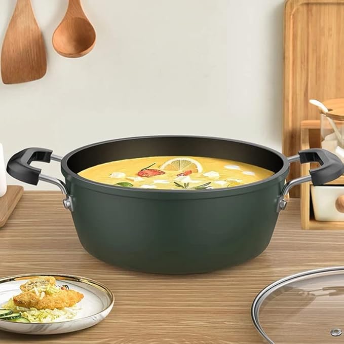 JSEIAJB Soup Pots Large non Stick Soup Pots Glass lid Kitchen Cookware Set(26CM)