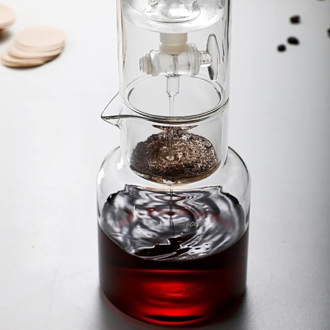 NA Ice Drip Coffee Maker 600ml Iced Coffee Maker Glass Cold Brew Maker with Filter for Home Office Bar Cafe (clear)