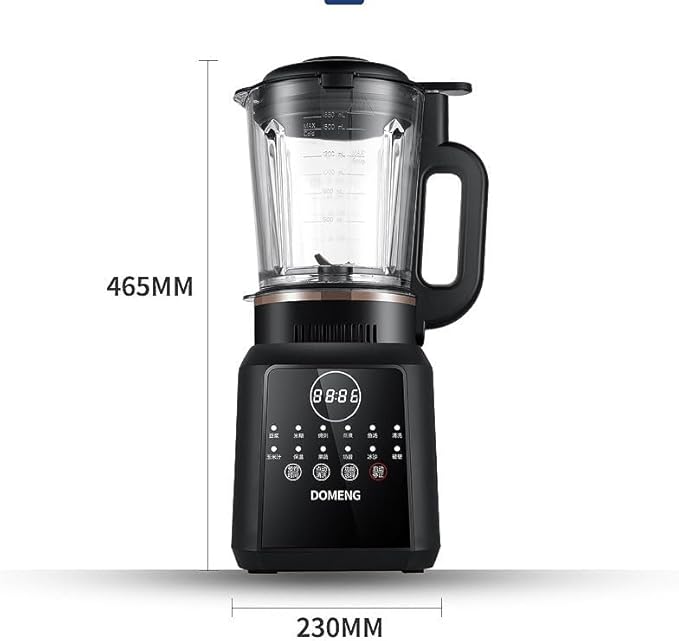 DOMENG Heating Blender Multi-Function Automatic Soy Milk Maker with Digital Display Wall Breaking Blender for Soups and Smoothies Black