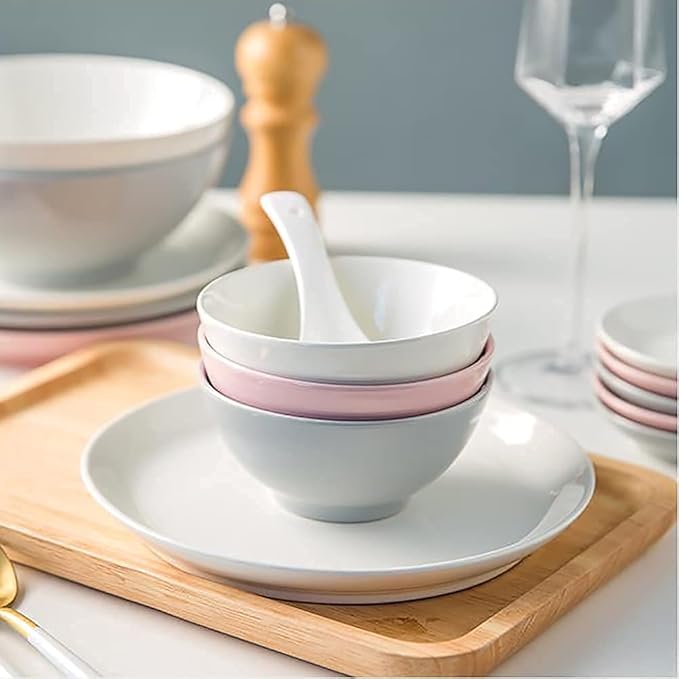 Kitchen Tableware SetCeramics Dinnerware Sets Plates and Bowls Sets 32 Pcs Japanese Style Pasta Dinnerware Dishes Set - Colorful Plates for Restaurant Family Party