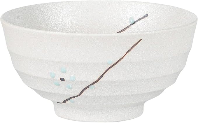 Ebros Gift Modern Yukino Hana Snow Flowers Ceramic Dinnerware Serveware Kitchenware Set Oriental Asian Restaurant Supply (Pack Of 5 Medium Soup Salad Rice Bowls 24oz)