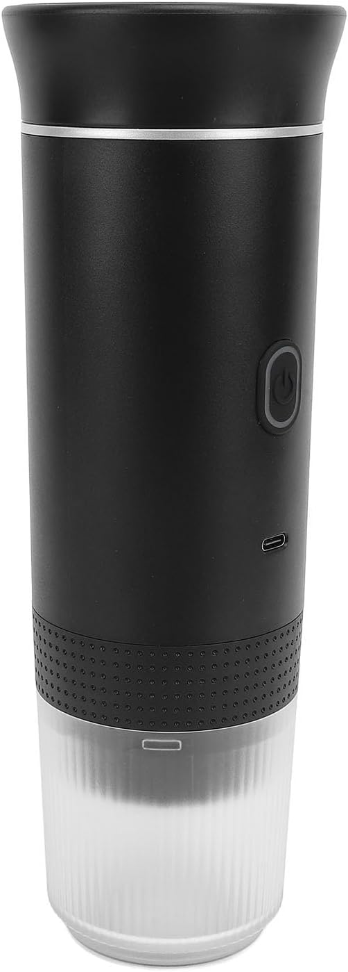 GLOGLOW Portable Coffee Maker Stainless Steel Electric Handheld Machine Rechargeable Car Coffee Maker for Travel and Camping (Black)