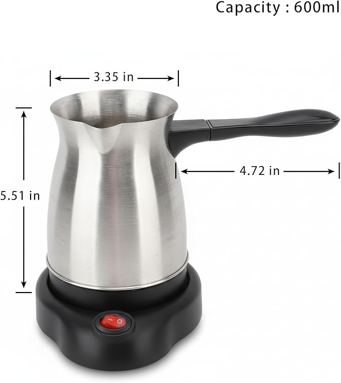 HANYAUKU Turkish Coffee Maker 600ML Electric Turkish Coffee Maker Multifunctional Large Capacity Brewing Pot 110V
