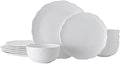 Mikasa Abigail Bone China Lightweight Chip Resistant 12 Piece Dinnerware Set Service for 4 White