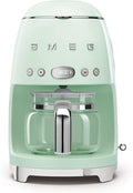 Smeg DCF02PGUK Drip Coffee Machine Auto-Start Mode Reuseable Filter Digital Display Anti-Drip System Aroma Intensity Option 1.4 Litre Tank Pastel Green