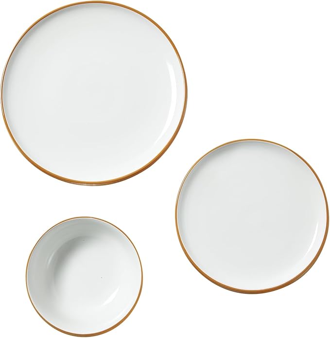 VEVOR Dinnerware Set Service for 6 (18 PCS) Round Plates and Bowls Sets Scratch Resistant Ceramic Dinner Ware Dishwasher and Microwave Suitable Kitchen Dish for Dessert Salad Soup Pasta White