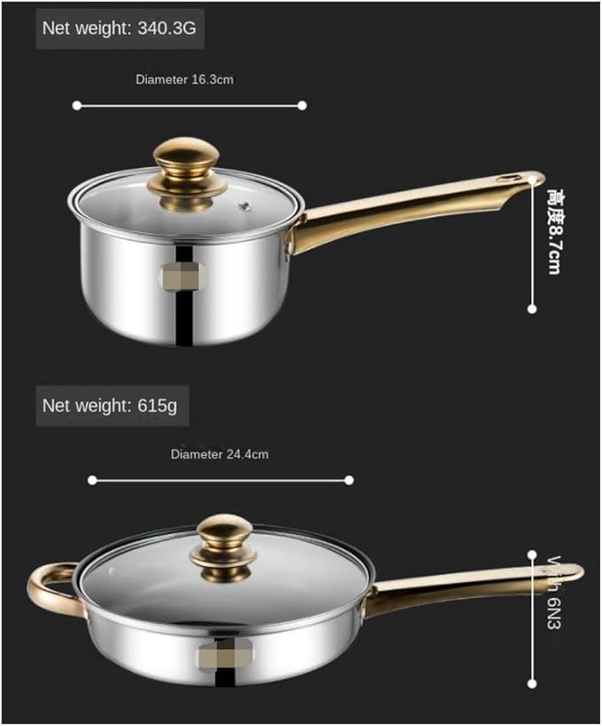 Kitchen Cookware Sets 6 Piece Cookware Set Frying Pan Milk Pan Soup Pot Saucepan Kettle Stainless Steel Kitchen Cooking Pot Set Cooking Set Cooking Pots