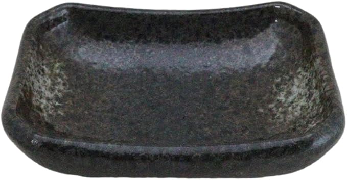 Ebros Gift Artistic Charcoal Grey Tone Hakumu Porcelain Collection Dinnerware Serveware Kitchenware Set Asian Japanese Restaurant Supply (Pack Of 6 Rectangle Condiment Sauce Dishes 2oz)