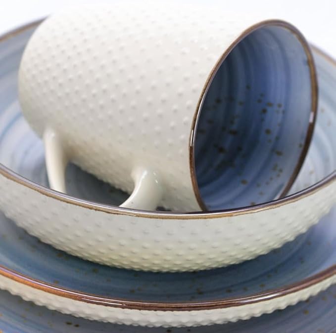 Mellow 16 Piece Dinnerware Set Plate Bowl Water Cup Embossed Tableware Combination