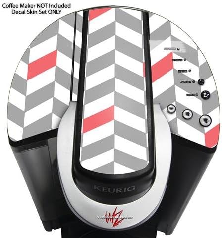 Decal Style Vinyl Skin compatible with Keurig K40 Elite Coffee Makers Chevrons Gray And Coral (COFFEE MAKER NOT INCLUDED)