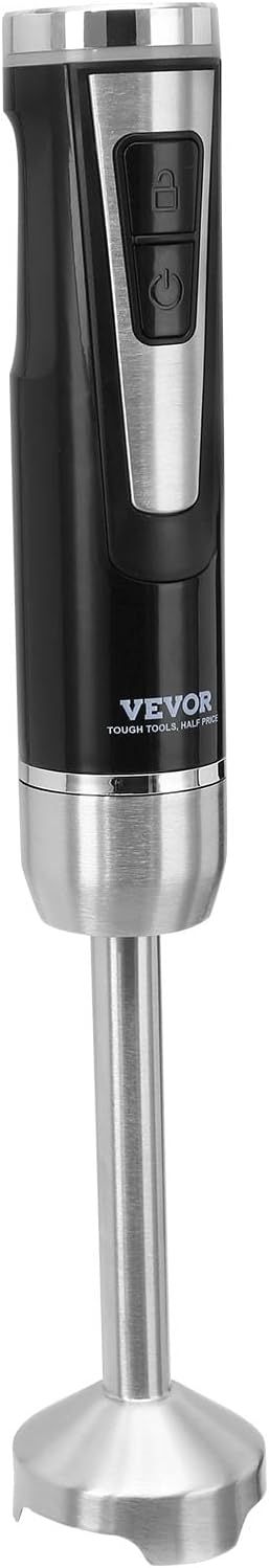 VEVOR Hand Blender 8 Variable Speeds Immersion Blender Stainless Steel Handheld Blender Powerful Motor Hand Mixer USB Charging Cable Multi-purpose Easy Control Grip Stick Mixer