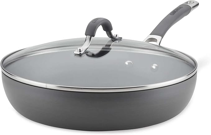 Circulon Radiance Deep Hard Anodized Nonstick Frying Pan /Skillet with Lid - 12 Inch Gray