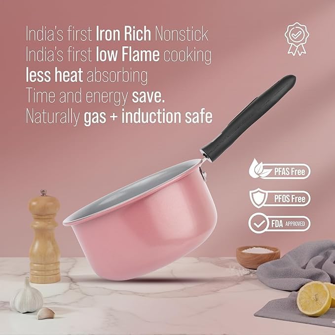 Nonstick Cookware Set (Pink Sauce Pan)