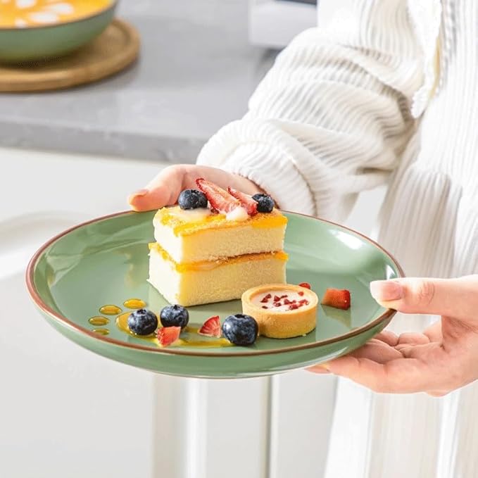Round Dinnerware Set 16 Piece Ceramic Tableware with Dinner Dessert Soup Plate Bowl for 4 Person