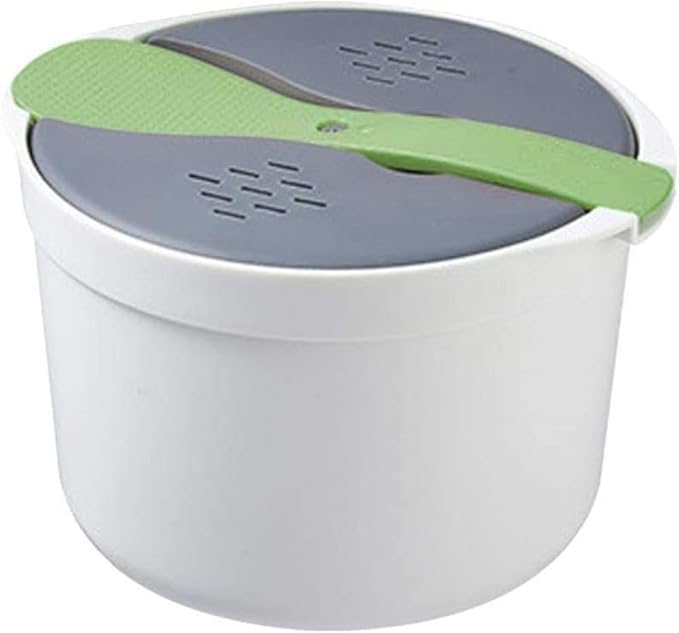 qiuqiu Rice Cooker Microwave Rice CookerMulti-Function Cooker Steamer with Filter Cover Home Kitchen Steamer Cooker Cooking Rice CookerDouble-Layer Hot Soup Cooking Lunch Box-Green