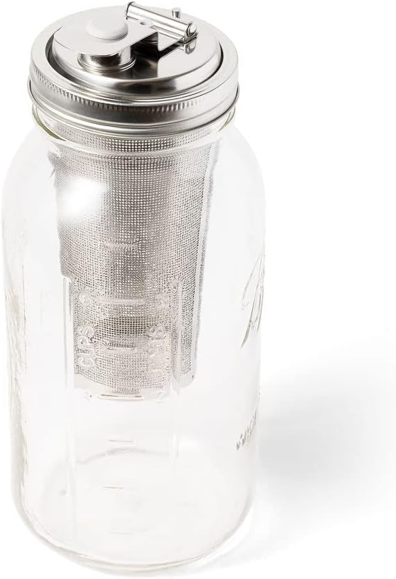 Jarware Cold Brew Coffee Maker and Tea Infuser Lid For Wide Mouth Mason JarsBlack