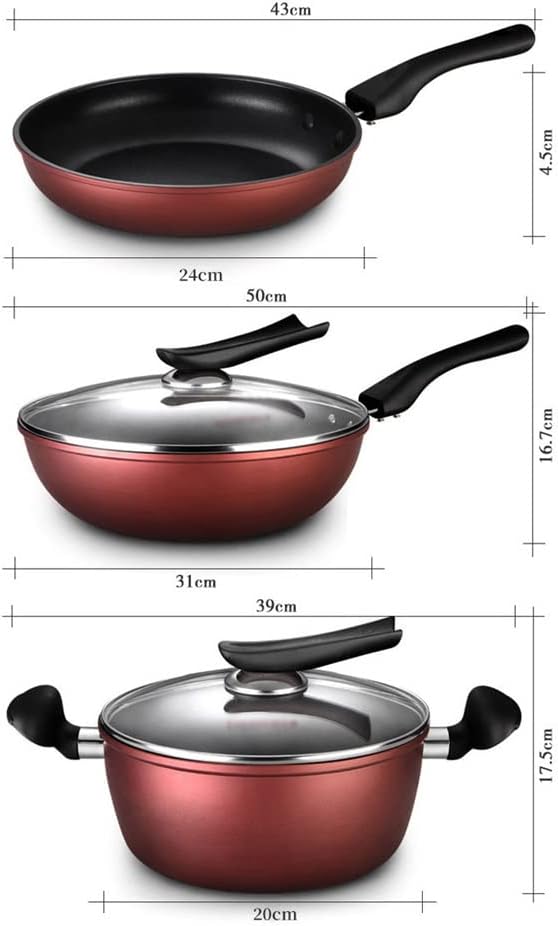 Cookware Non-Stick Pan 5-Piece Set Cooker Suitable for Household Wok Cookware Combination Pot Cooking Cookware Set (Color : A Size A As The pi