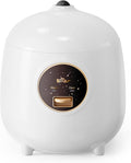 Bear Mini Rice Cooker 2 Cups Uncooked 1.2L Portable Non-Stick Small Travel Rice Cooker BPA Free One Button to Cook and Keep Warm Function White
